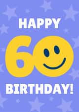 Cute Birthday Card - 60th - Smiley Face created by Blush & Blossom 