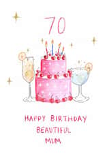 Pretty Birthday Card - 70th - Beautiful Mum created by HCD Illustration