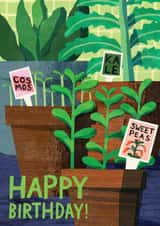 Arty Birthday Card - Seedling Pots - Plants - Gardening created by Catherine Pape
