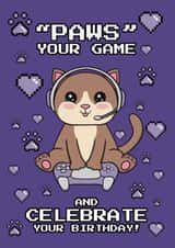 Cute Birthday Card - Gaming Cat created by @Cupsie's Creations