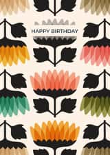 Pretty Birthday Card - Retro Flower Pattern created by Taya Cosgrove