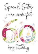 Sister 60th Birthday card - Classic - Pretty - Floral created by Katie Phythian Design