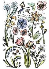 Pretty Birthday Card - Garden Flowers created by Holly Fearon