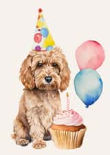 Cute Birthday Card - Party Cockapoo created by Bethany Brown