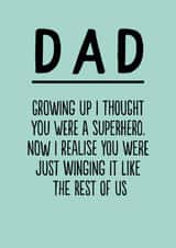 Funny Father's Day Card - Winging It created by The Buddy Fernandez Card Co.
