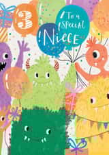 Cute 3rd Birthday Card - For Niece - Monsters created by Louise Tiler