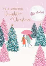 Classic Christmas Card - For Daughter - Pink Christmas Trees created by Louise Tiler