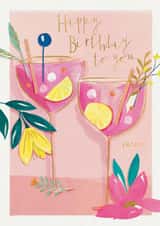 Classic Birthday Card - Pink Cocktails created by Great British Card Company