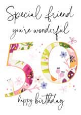 Classic 50th Birthday - 50th - Special Friend - Classic - Floral - For Her created by Katie Phythian Design