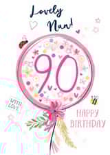 Pretty 90th Birthday balloon Card - for Nan - Classic - Floral created by Katie Phythian Design
