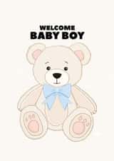 Cute New Baby Card - Welcome Baby Boy - Teddy Bear created by Pearl Ivy