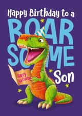Cute Birthday Card - Roarsome Son - Dinosaur created by Atwood & Atwood