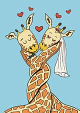 Cute Wedding Card - Giraffes - Hearts created by mimi & me designs