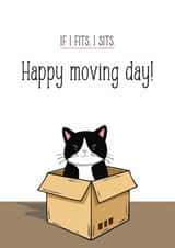 Fun moving day card for your cat loving friend - Witty Tuxedo Cat! created by Designs by Elena