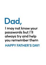 Father's Day funny password card for Dad created by CreativeNess Crafts
