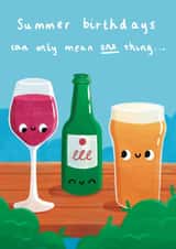 Cute Birthday Card - Beer Garden - Summer Birthdays created by Sophie Kent Illustration
