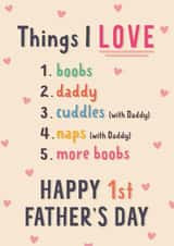 Funny 1st Father’s Day Card - From Baby – Milk, Cuddles And Daddy created by Helen Richmond