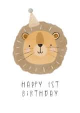 Cute Birthday Card - Watercolour Lion - 1st Birthday created by Faye B Doodles
