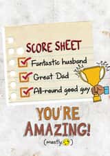 Fun Father's Day Card - Score Sheet - You're Amazing! created by Oludidit