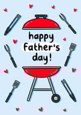 Cute Happy Father's day card for those king of the grill dad's created by Holly Murray Doodles