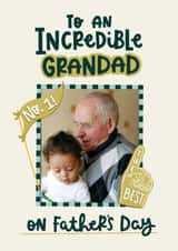 Personalised Father's Day Photo Card created by Abbie Imagine - Classic Father's Day Card - Incredible Grandad - Number One