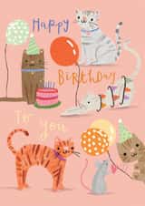 Cute Birthday Card - Party Cats created by Louise Tiler