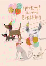 Cute Birthday Card - Party Dogs With Balloons created by Louise Tiler