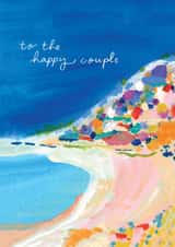 Arty Wedding Card - Abstract Beach Landscape - The Happy Couple created by Meg Crocker