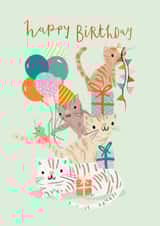 Cute Birthday Card - For Kids - Party Cats created by Louise Tiler