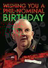 Darts Birthday Card - Phil Taylor - Pun created by AbiGoLucky