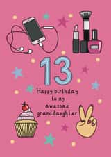 Classic Birthday Card - 13th - Awesome Granddaughter created by Schnauzer Scribbles