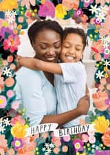Personalised Birthday Photo Card created by Katt Jones - Pretty Birthday Card - Colourful Floral Frame
