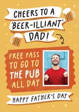 Personalised Father's Day Photo Card created by Studio Mads - Funny Father's Day Card - Pub Free Pass