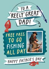 Personalised Father's Day Photo Card created by Studio Mads - Funny Father's Day Card - Fishing Free Pass