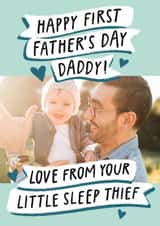 Personalised Father's Day Photo Card created by Studio Mads - Funny Father's Day Card - Little Sleep Thief - First Father's Day