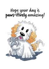 Cute birthday/special occasion card for family & friends with a poodle-mix theme created by MR. BISCUIT