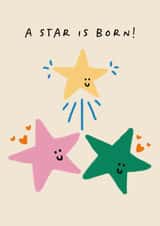 Cute New Baby Card - A Star Is Born - Stars created by HollieGraphik