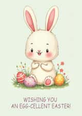 Cute Easter Card - Eggcellent - Bunny created by Lina Skye