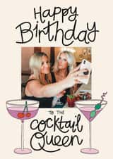 Personalised Birthday Photo Card created by Christine Cuddihy Illustration - Classic Birthday Card - Cocktail Queen - For Her