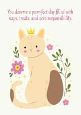 Cute & Funny Cat Birthday Card – Purr-fect Day for a Friend or Loved One created by Lina Skye