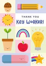 Cute Thank You Card - For Key Worker - Illustrations created by Joanne Hawker