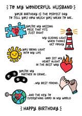 Cute Birthday Card - Wonderful Husband - My Best Friend created by Lyndsay Moon