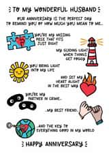 Cute Anniversary Card - Wonderful Husband - My Best Friend created by Lyndsay Moon