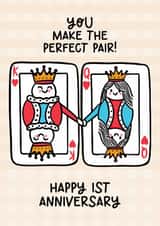 Cute Anniversary Card - 1st - Playing Cards Pair created by Lyndsay Moon