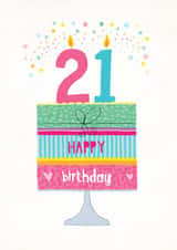 Classic Birthday Card - 21st - Cake created by Pencilface