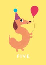 Cute 5th Birthday Card - Balloon - Sausage Dog created by Holly Fox