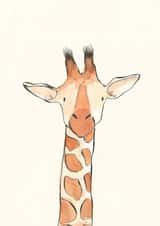 Cute Birthday/Just Because Card - Giraffe - Watercolour created by Becca Hall illustration