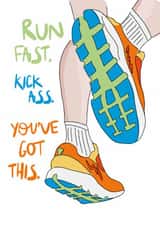 Classic Good Luck Card - Run Fast, Kick Ass - Marathon Runner created by Dandelion Stationery