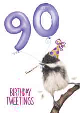 Cute Birthday Card - 90th - Coal Tit created by Citrus Bunn