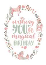 Magic Pink Unicorn Birthday Card created by Elena O'Neill